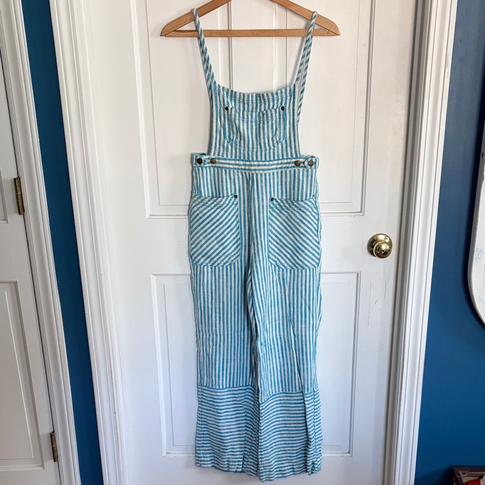 Urban Outfitters Blue and White Striped Jumpsuit Overalls - Picture 1 of 8